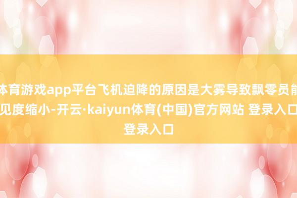 体育游戏app平台飞机迫降的原因是大雾导致飘零员能见度缩小-