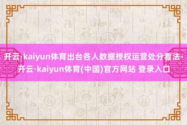 开云·kaiyun体育出台各人数据授权运营处分看法-开云·k