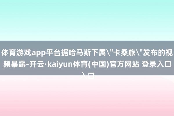 体育游戏app平台据哈马斯下属