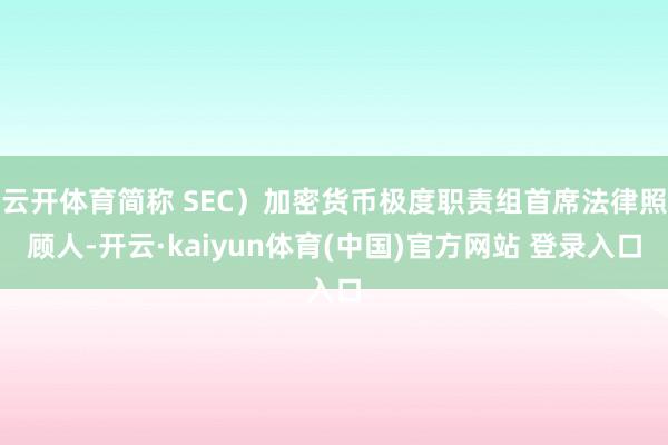 云开体育简称 SEC）加密货币极度职责组首席法律照顾人-开云·kaiyun体育(中国)官方网站 登录入口